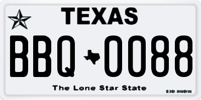 TX license plate BBQ0088