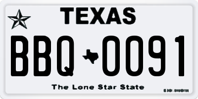 TX license plate BBQ0091