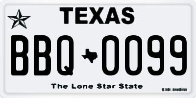 TX license plate BBQ0099