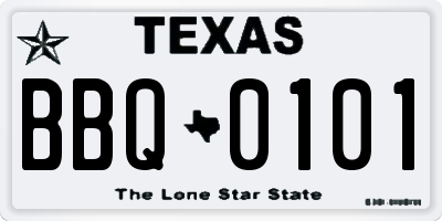 TX license plate BBQ0101