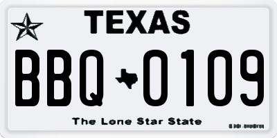 TX license plate BBQ0109