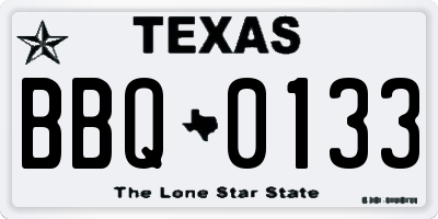 TX license plate BBQ0133