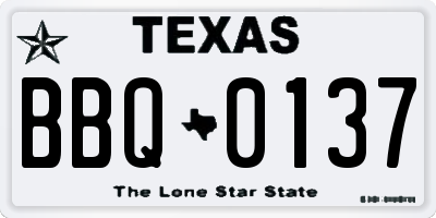 TX license plate BBQ0137