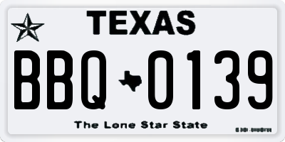TX license plate BBQ0139