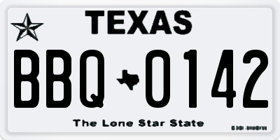 TX license plate BBQ0142