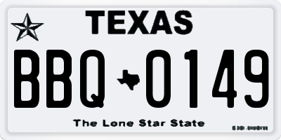 TX license plate BBQ0149