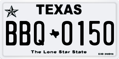 TX license plate BBQ0150