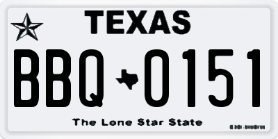 TX license plate BBQ0151