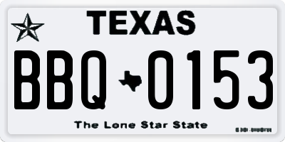 TX license plate BBQ0153