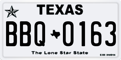 TX license plate BBQ0163