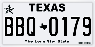 TX license plate BBQ0179
