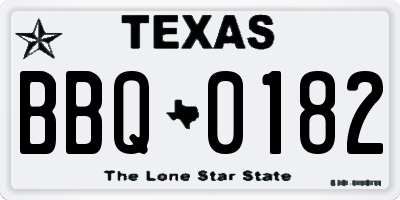TX license plate BBQ0182