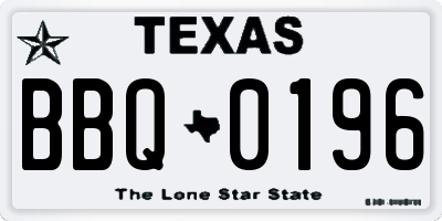 TX license plate BBQ0196