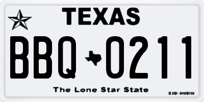 TX license plate BBQ0211
