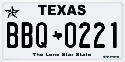TX license plate BBQ0221