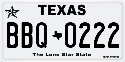 TX license plate BBQ0222