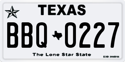 TX license plate BBQ0227