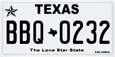 TX license plate BBQ0232