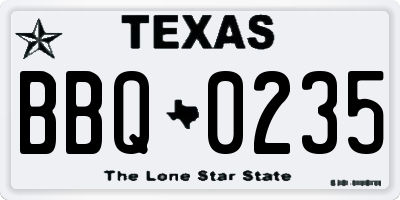 TX license plate BBQ0235