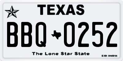 TX license plate BBQ0252