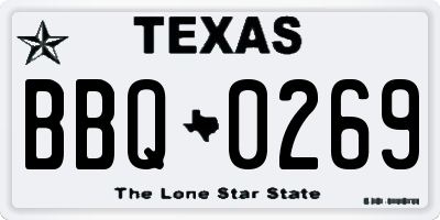 TX license plate BBQ0269