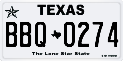 TX license plate BBQ0274