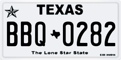 TX license plate BBQ0282