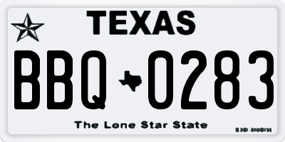 TX license plate BBQ0283
