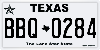 TX license plate BBQ0284