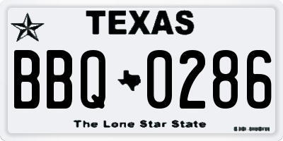 TX license plate BBQ0286