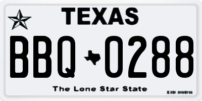 TX license plate BBQ0288