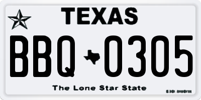 TX license plate BBQ0305
