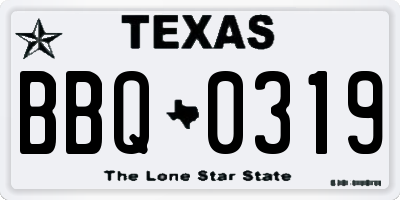 TX license plate BBQ0319