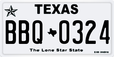 TX license plate BBQ0324