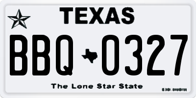 TX license plate BBQ0327