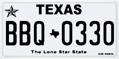 TX license plate BBQ0330