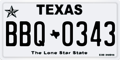 TX license plate BBQ0343