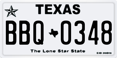 TX license plate BBQ0348