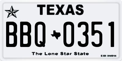 TX license plate BBQ0351