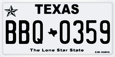 TX license plate BBQ0359
