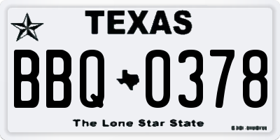 TX license plate BBQ0378