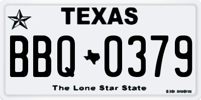 TX license plate BBQ0379