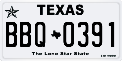 TX license plate BBQ0391