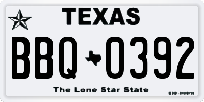 TX license plate BBQ0392