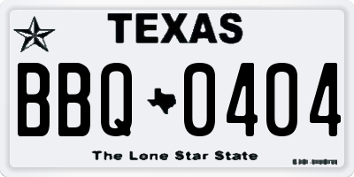 TX license plate BBQ0404