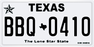 TX license plate BBQ0410