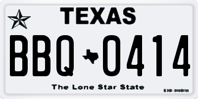 TX license plate BBQ0414