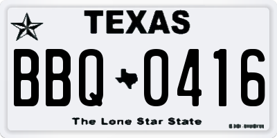 TX license plate BBQ0416