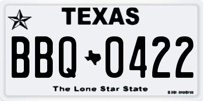 TX license plate BBQ0422