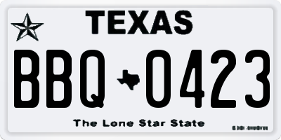 TX license plate BBQ0423